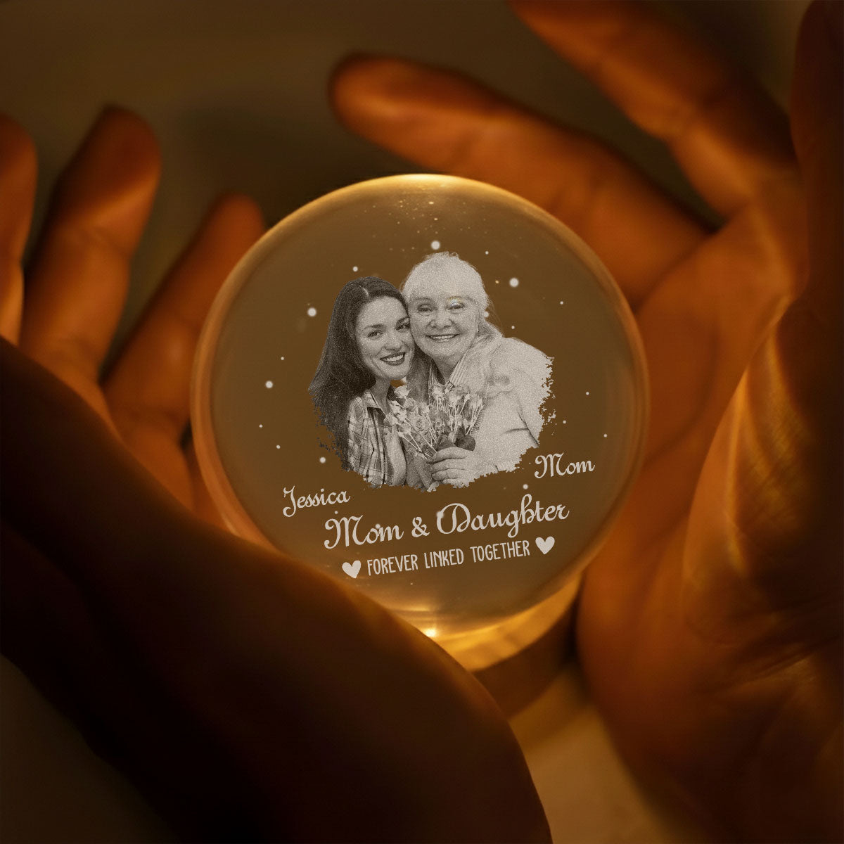 Forever Linked Together - Personalized Crystal Globe Lamp