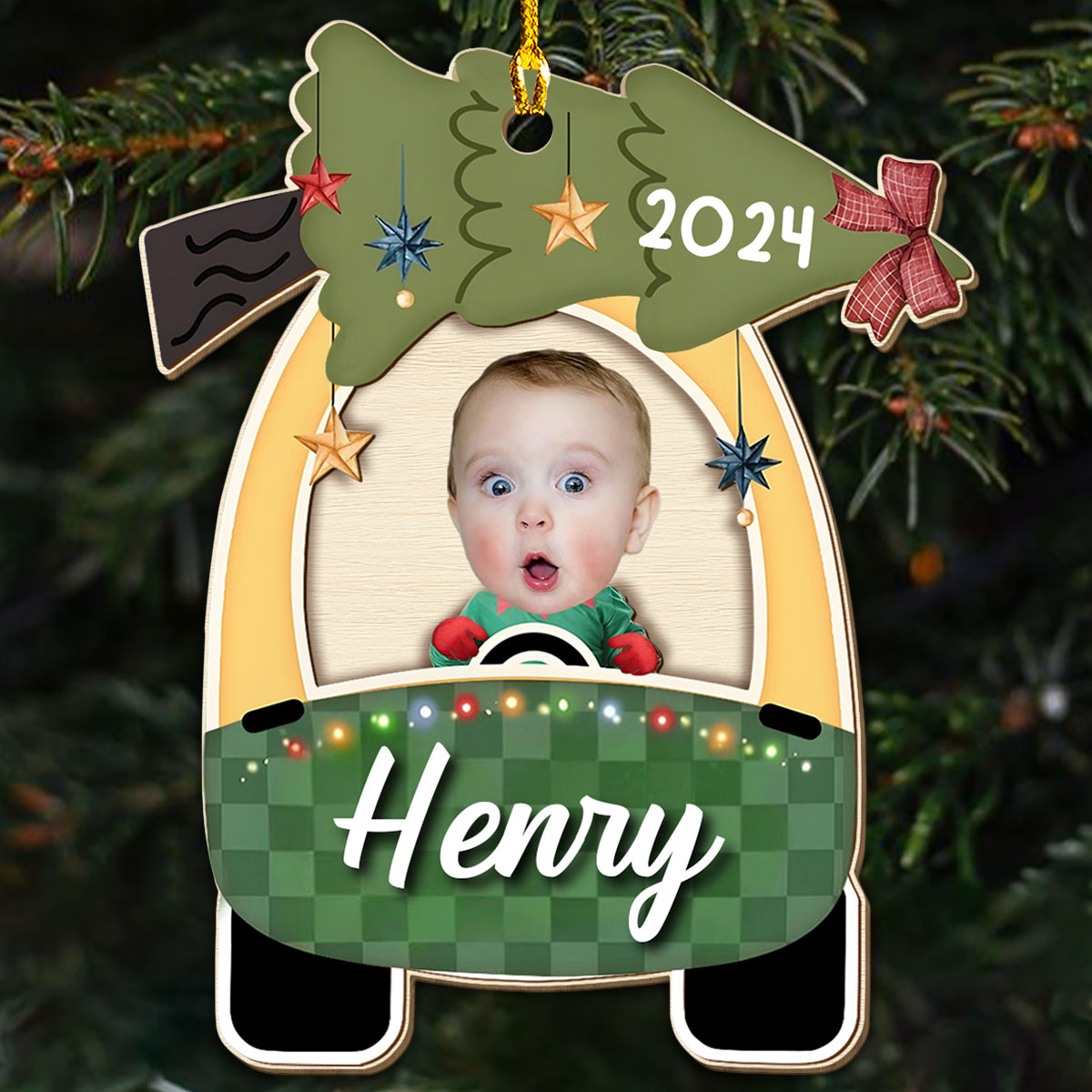 Custom Photo Baby First Christmas Ornament for New Parents • Baby Christmas - Personalized Wood Ornament