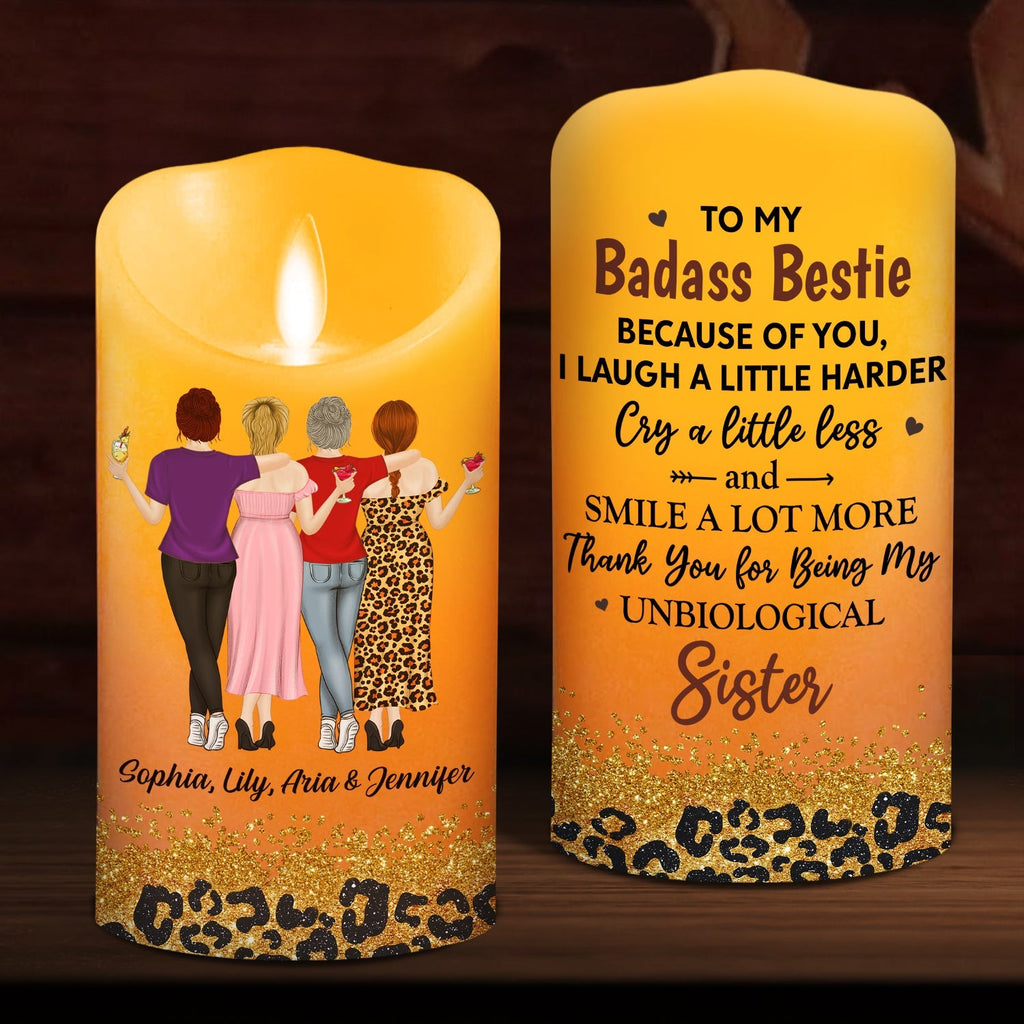 Because Of You I Laugh A Little Harder - Personalized LED Candle