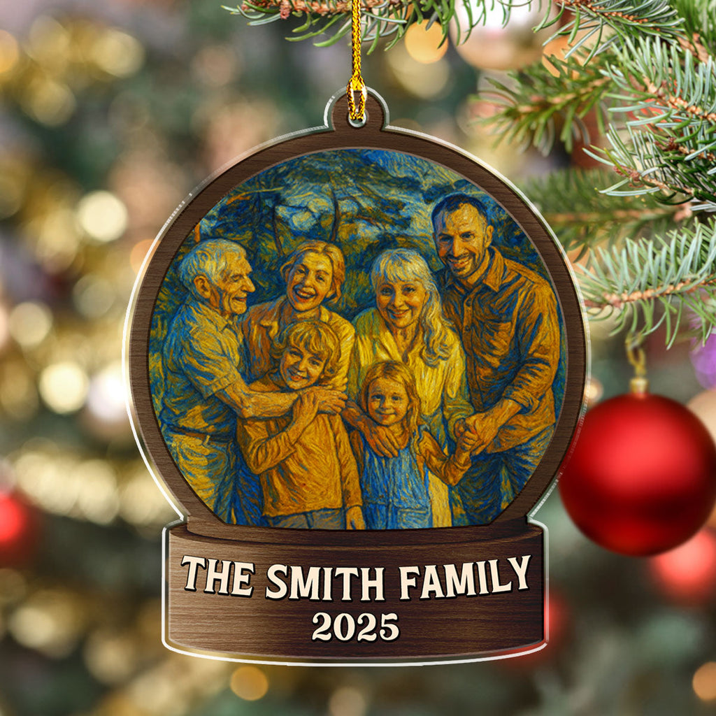 Custom Photo Family Ornament, Christmas Gift for Family Members • Home Sweet Home - Personalized Acrylic Ornament