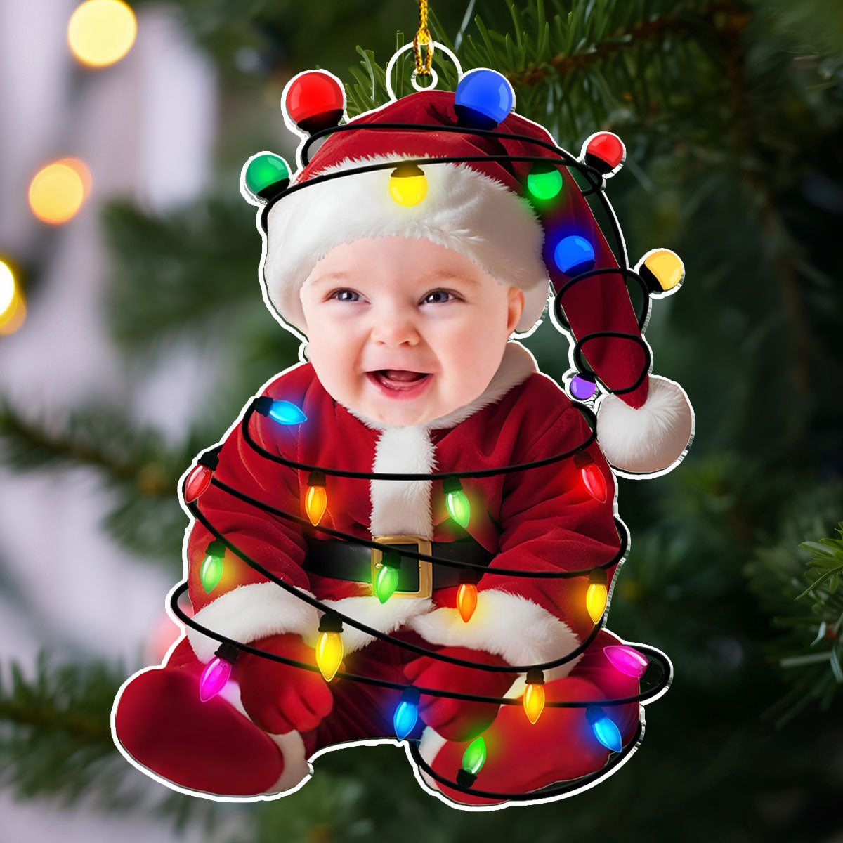 Custom Photo Baby Christmas Ornament for New Parents • Photo Funny Baby Merry Christmas - Personalized Acrylic Ornament