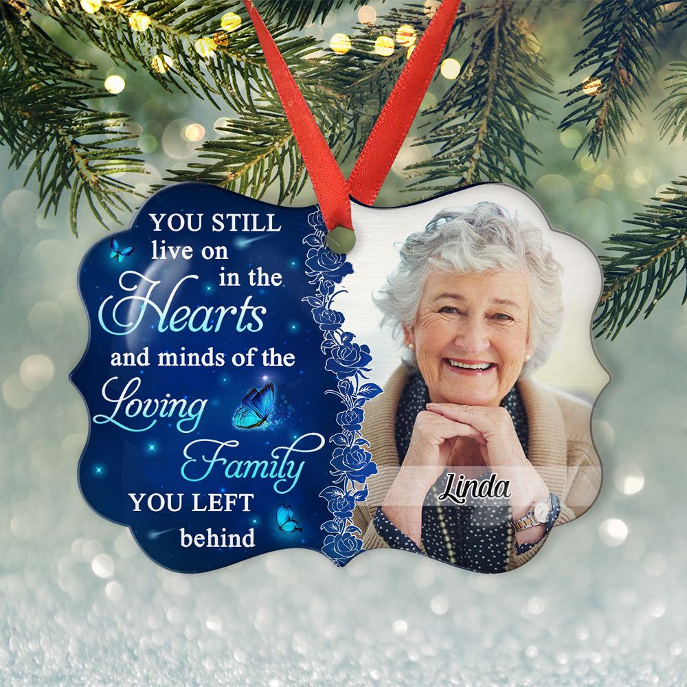 Custom Memorial Christmas Ornament, Sympathy Keepsake •  Heart And Mind - Personalized Aluminum Ornament