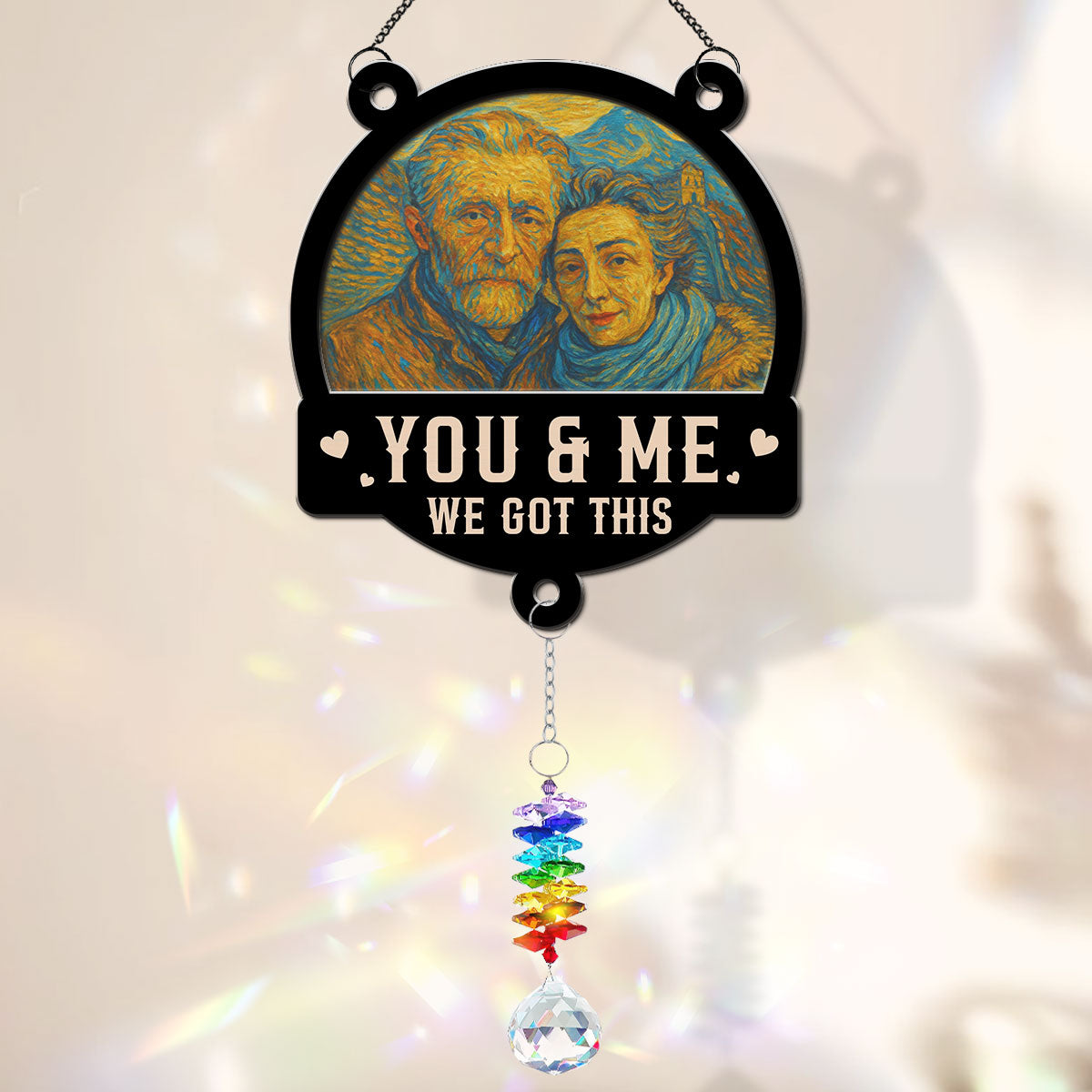 Custom Photo Couple Hanging Decor, Anniversary Valentine's Day Gifts • We Got This Until Our Last Breath - Personalized Suncatcher With Crystal Rainbow Charm