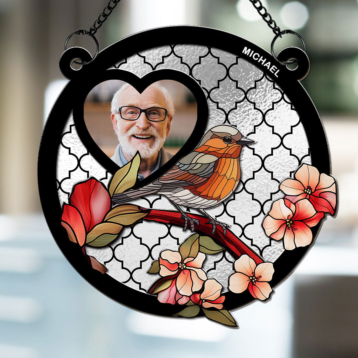 Custom Photo Memorial Hanging Decor, Remembrance Keepsake • I Am By Your Side - Personalized Suncatcher