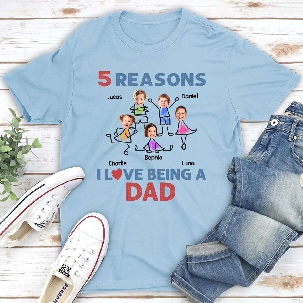 Custom Photo Christmas & Birthday Keepsake Gift • Reasons I Love Being Dad Grandpa - Personalized Shirt