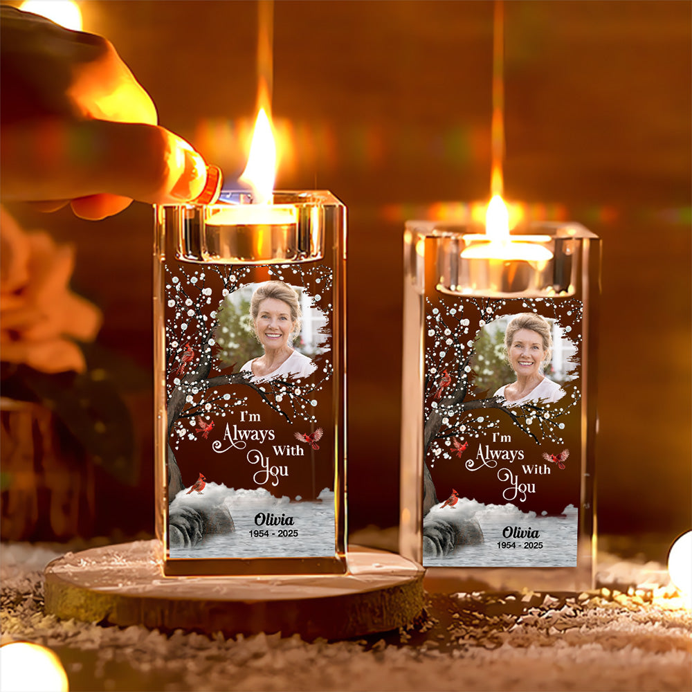 Always With You - Personalized Crystal Candle Holder