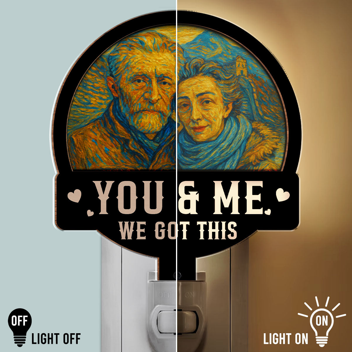 Custom Photo Couple Gift for Anniversary, Valentine's Day, Christmas • We Got This Husband Wife - Personalized Wood And Acrylic Night Light