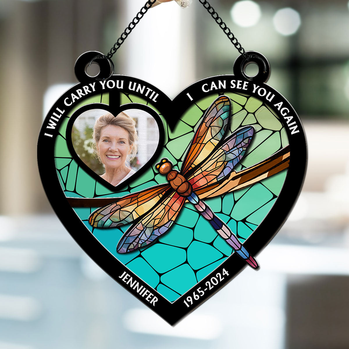 Custom Photo Memorial Hanging Decor, Remembrance Keepsake • Your Wings Were Ready - Personalized Suncatcher