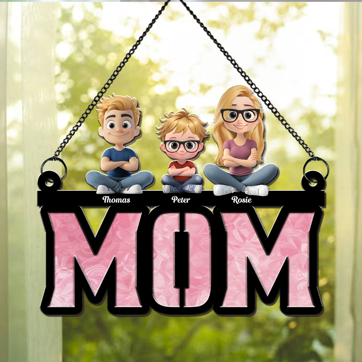 Custom Hanging Decor for Mom Daughter, Mother's Day Gifts • Mother Is Our Sunshine - Personalized Suncatcher