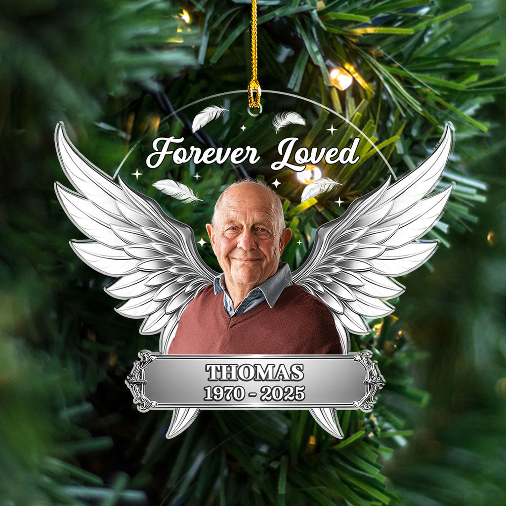 Custom Photo Memorial Christmas Ornament, Sympathy Keepsake • Photo Forever Loved - Personalized Acrylic Ornament