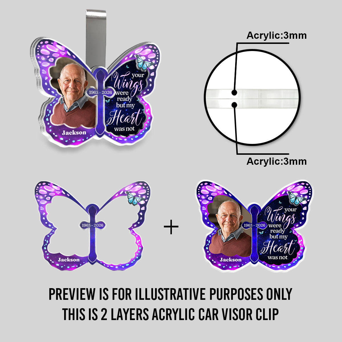 Your Wings Were Ready - Personalized Acrylic Car Visor Clip