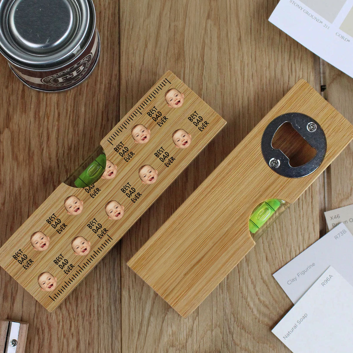 Best Dad Ever - Personalized Wooden Spirit Level Bottle Opener