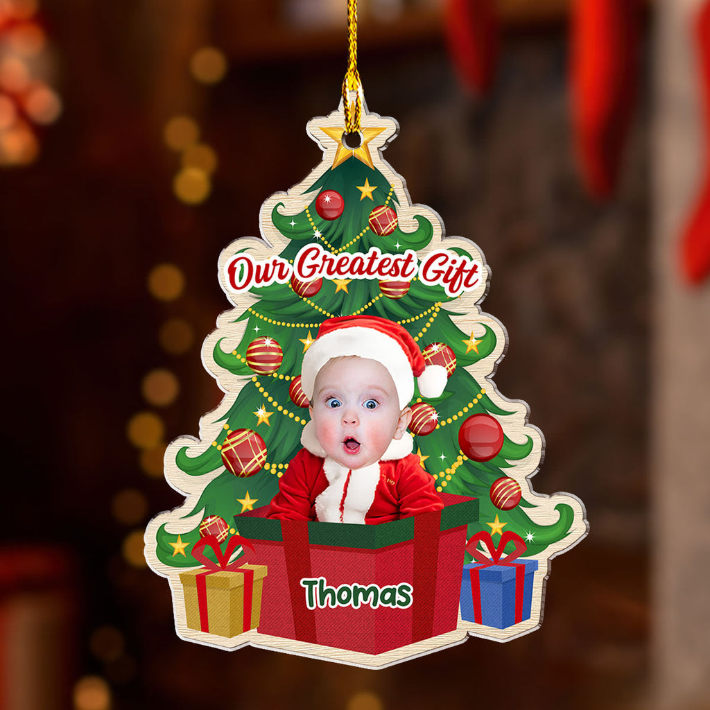 Custom Photo Baby Christmas Ornament for New Parents • Photo Christmas Greatest Gift - Personalized Acrylic Ornament