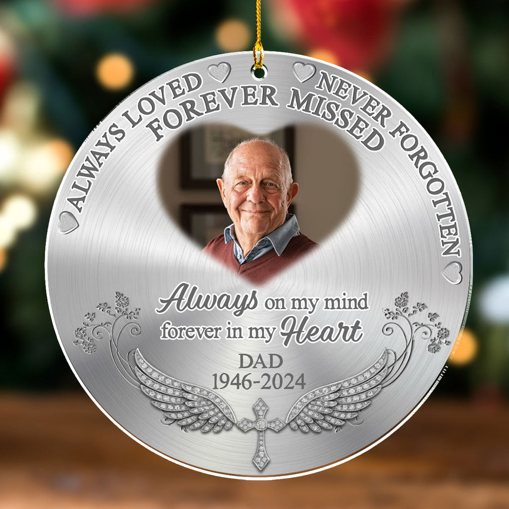 Custom Photo Memorial Christmas Ornament, Sympathy Keepsake • Forever Missed - Personalized Acrylic Ornament