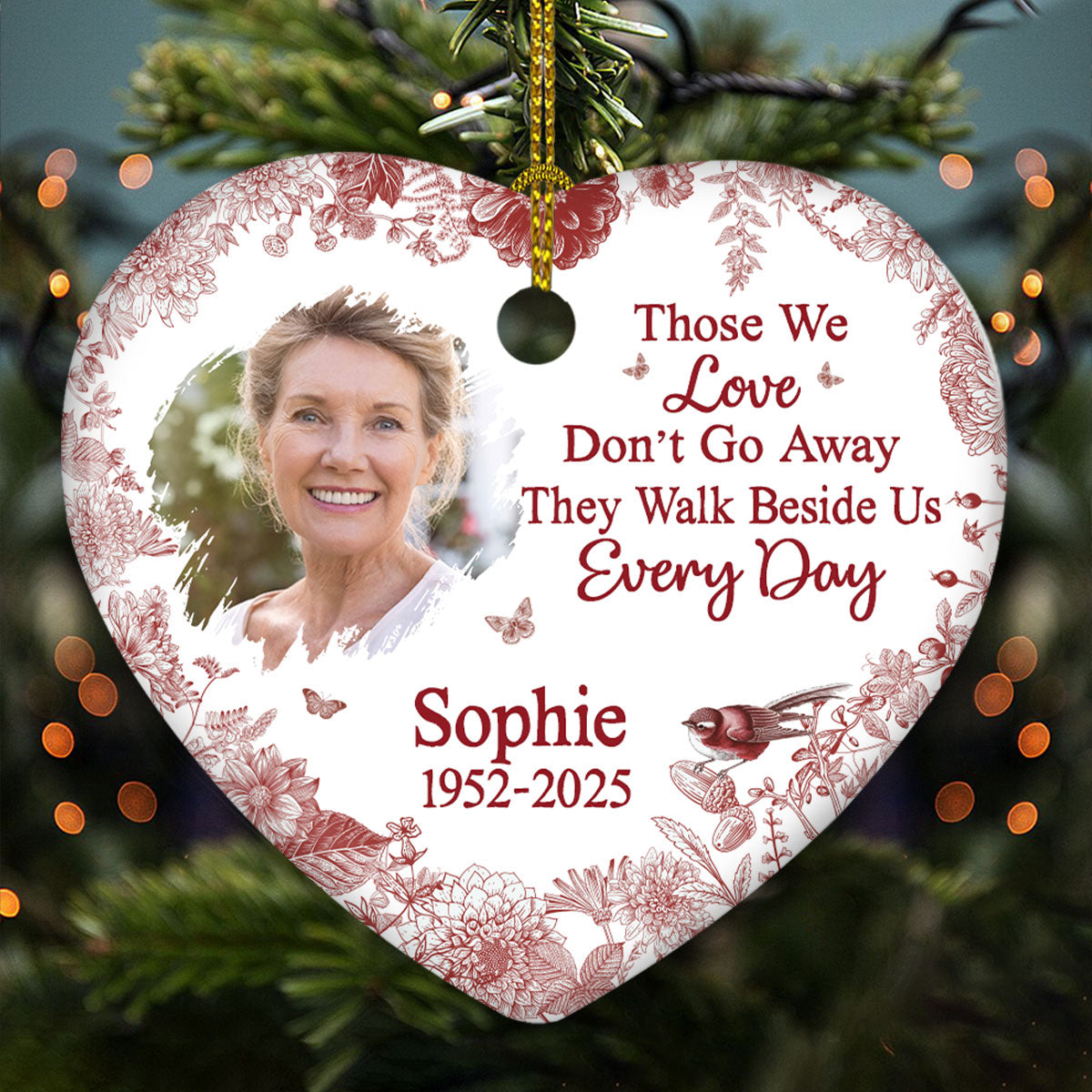 Custom Photo Memorial Christmas Ornament, Sympathy Keepsake • I Am Always With You - Personalized Ceramic Ornament