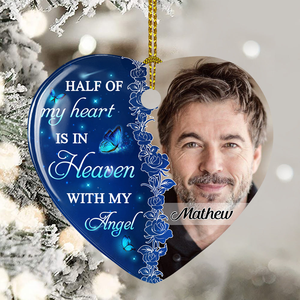 Custom Memorial Christmas Ornament, Sympathy Keepsake •  Missing You Always - Personalized Heart Ceramic Ornament