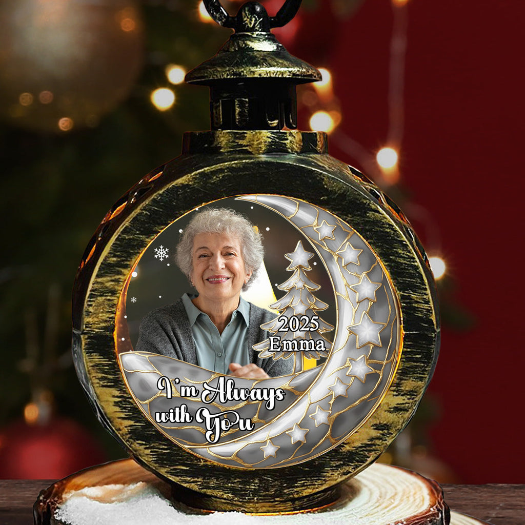 Custom Photo Memorial Christmas Night Light, Remembrance Gifts • Always With You - Personalized 3D Effect Christmas Lantern