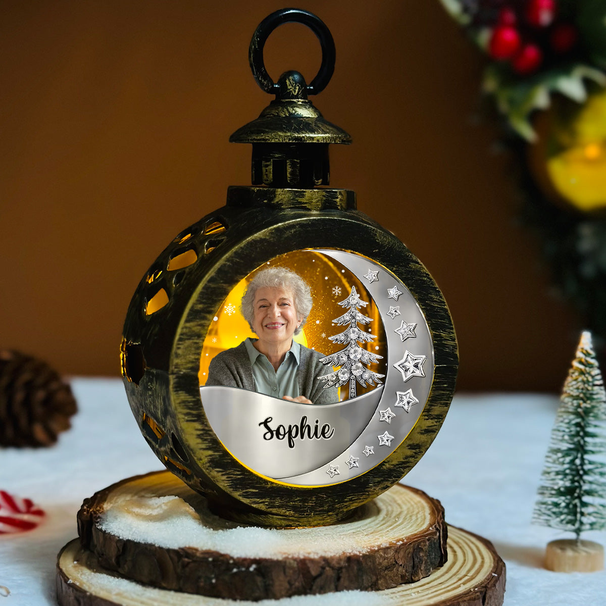 Custom Photo Memorial Christmas Night Light, Remembrance Gifts • Still With You - Personalized 3D Effect Christmas Lantern
