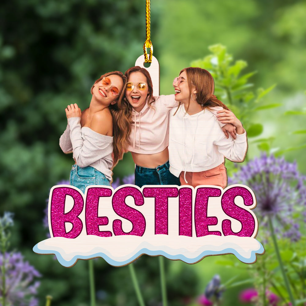 Custom Photo Friendship Christmas Ornament, Best Friend Gift • Bestie Together - Personalized Wood Ornament