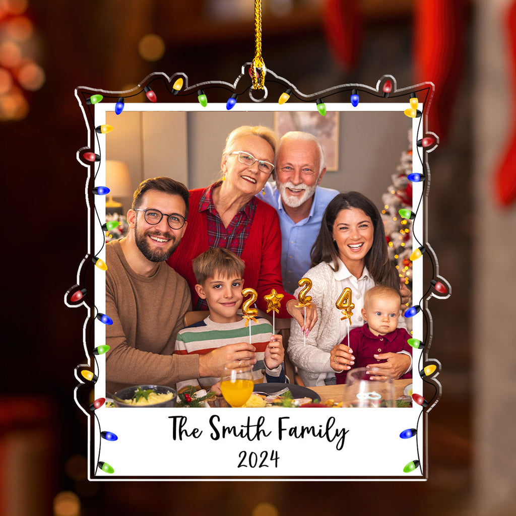Custom Photo Family Ornament, Christmas Gift for Family Members • Family Photo Ornament 2024 - Personalized Acrylic Ornament
