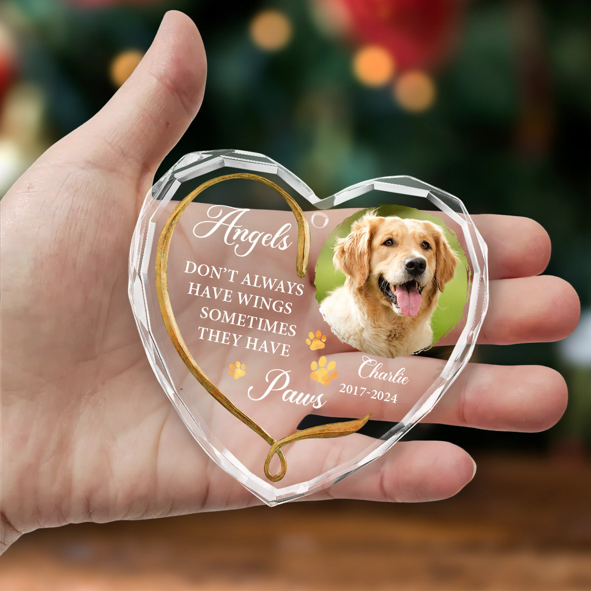 Custom Photo Keepsake Christmas Ornament • Angels Do Not Have Wings - Personalized Glass Ornament
