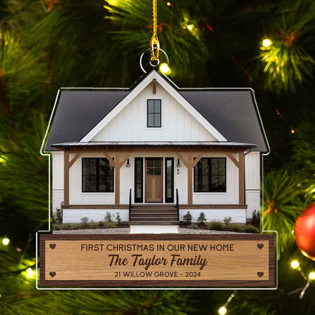 Custom Photo Family First Christmas Ornament • First Christmas In Our New Home Photo - Personalized Acrylic Ornament