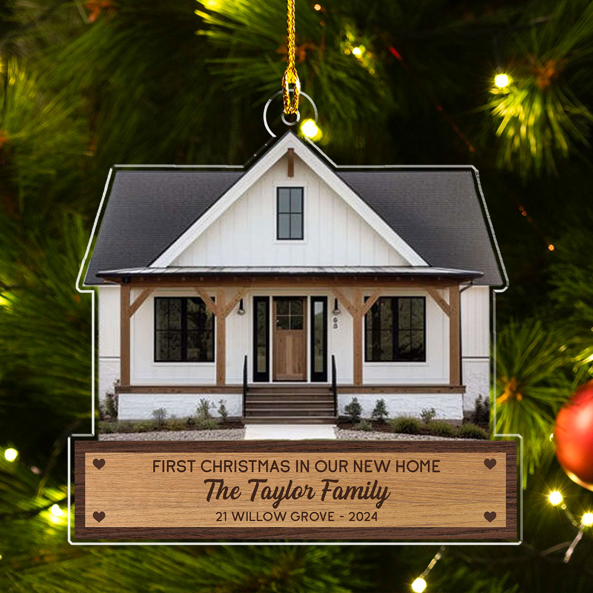 Custom Photo Family First Christmas Ornament • First Christmas In Our New Home Photo - Personalized Acrylic Ornament