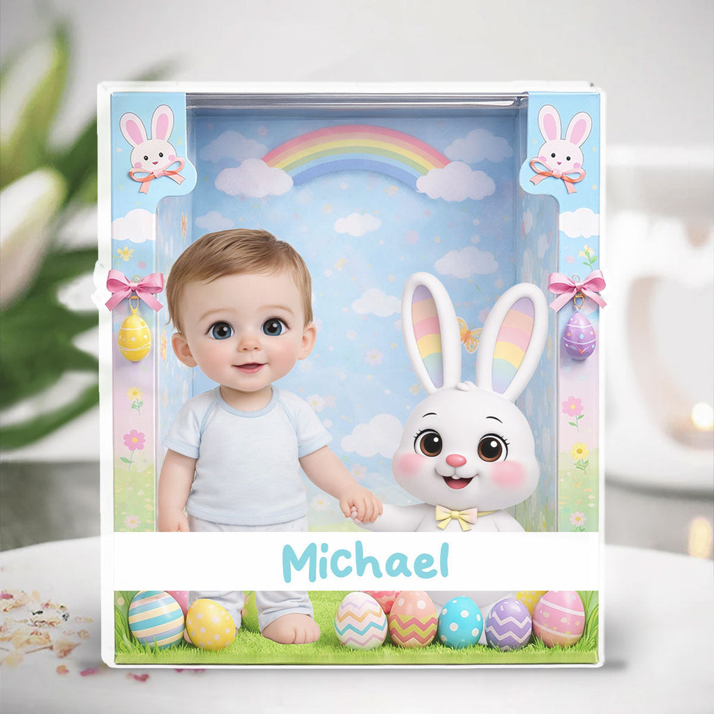 Custom Family Decor, Christmas Birthday Family Keepsake • Cute Easter Bunny Doll - Personalized Acrylic Plaque