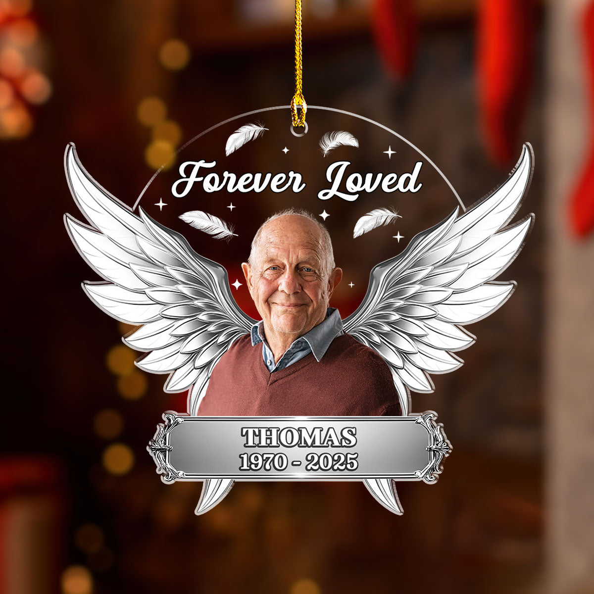 Custom Photo Memorial Christmas Ornament, Sympathy Keepsake • Photo Forever Loved - Personalized Acrylic Ornament