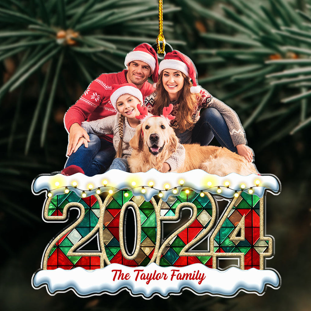 Custom Photo Family Ornament, Christmas Gift for Family Members • Merry Christmas Photo Family - Personalized Acrylic Ornament