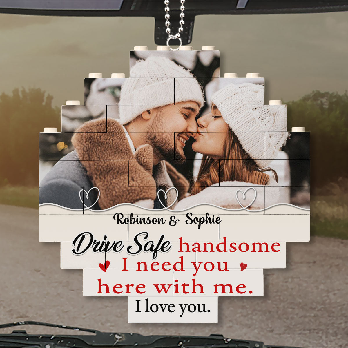 Drive Safe Handsome - Personalized Puzzle Car Ornament