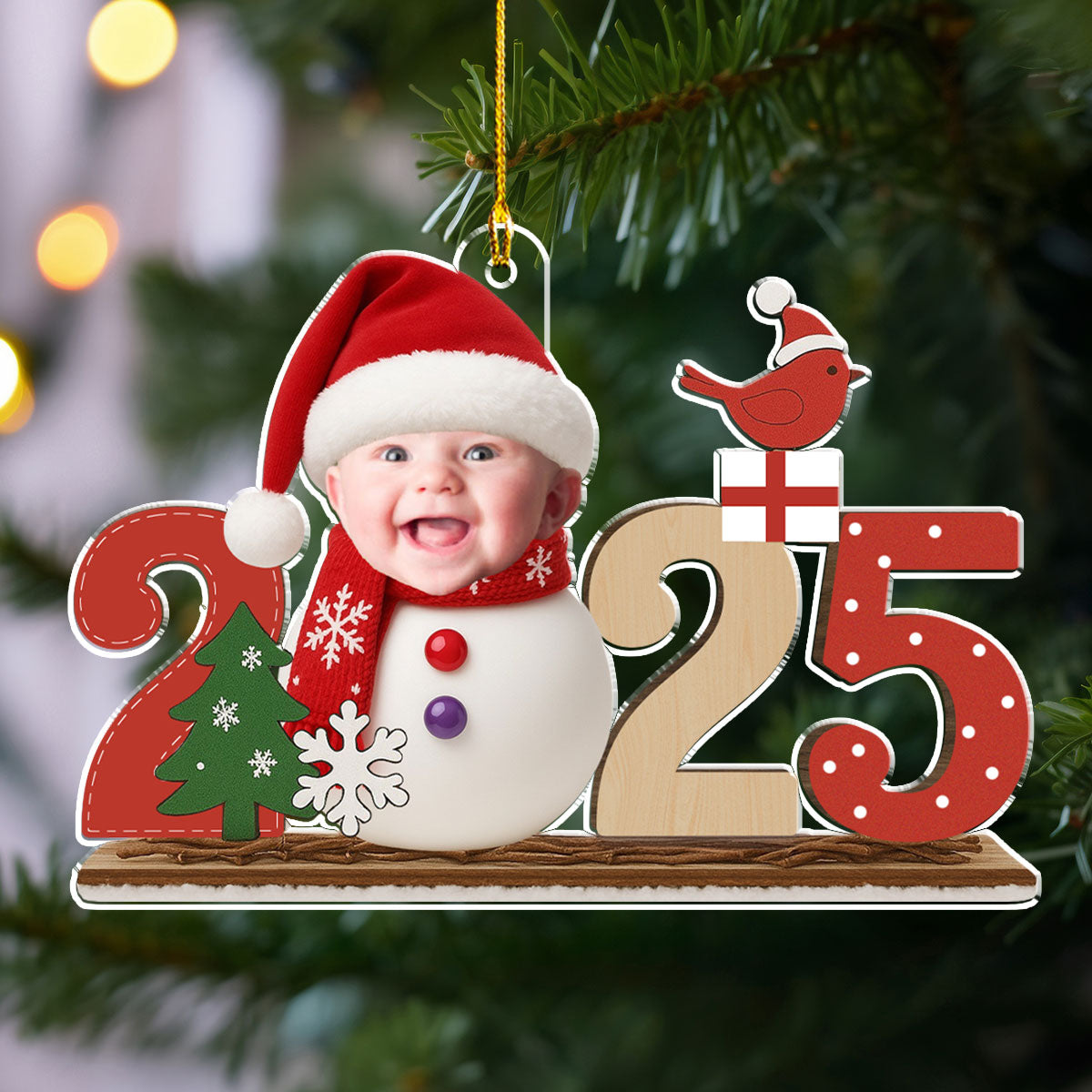 Custom Photo Family First Christmas Ornament • Cute Christmas - Personalized Acrylic Ornament