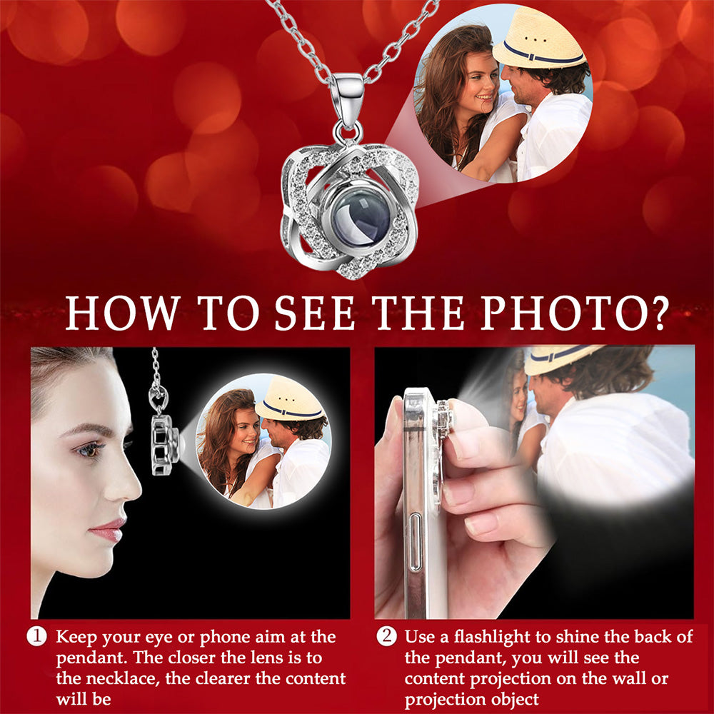 To My Wife - Personalized Preserved Rose With Projection Necklace