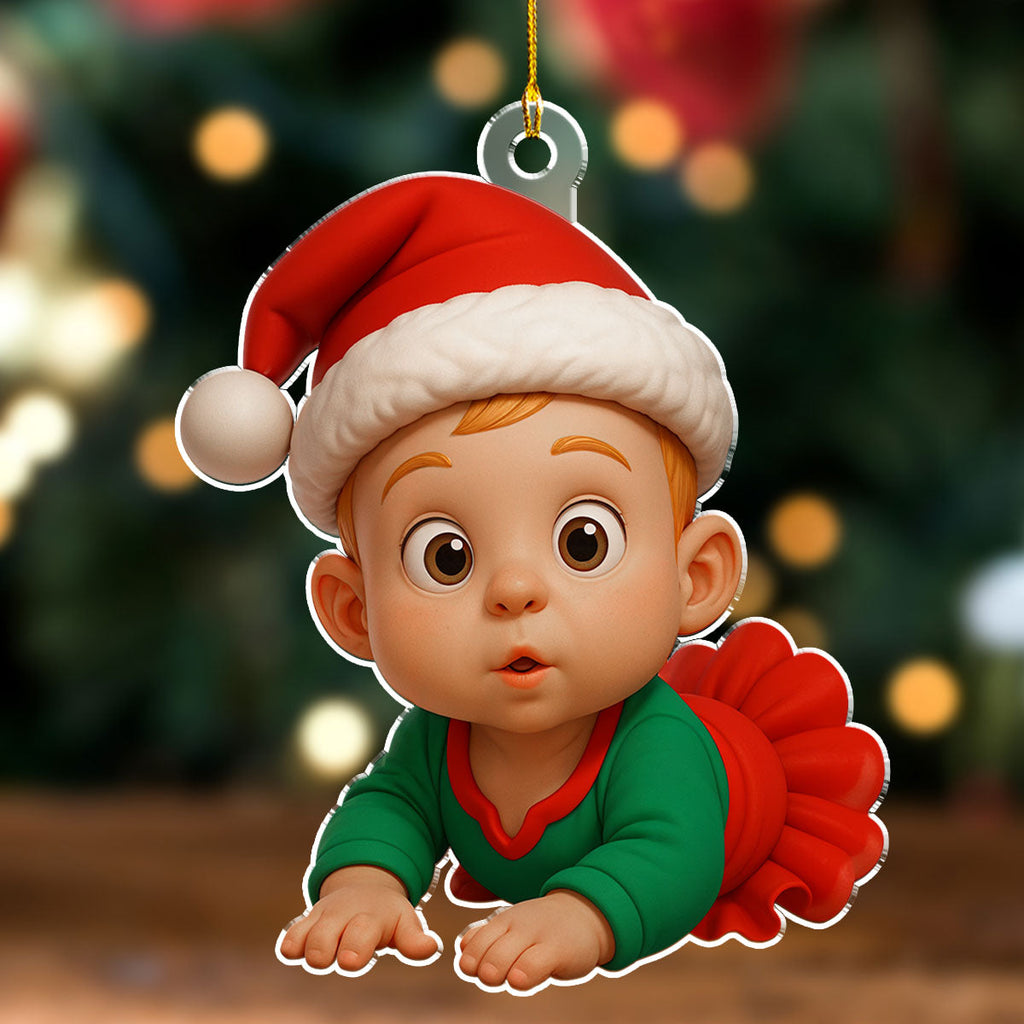 Custom Photo Baby Christmas Ornament for New Parents • Baby Christmas Figure - Personalized Acrylic Ornament