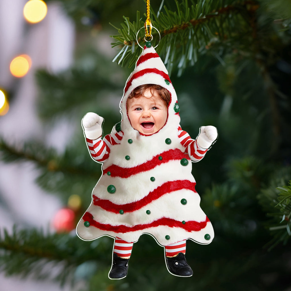 Custom Photo Baby Christmas Ornament for New Parents • Baby Photo Christmas Tree Cake - Personalized Acrylic Ornament