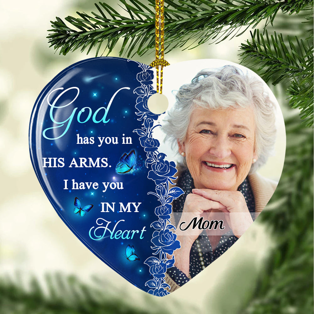 Custom Memorial Christmas Ornament, Sympathy Keepsake •  Missing You Always - Personalized Heart Ceramic Ornament