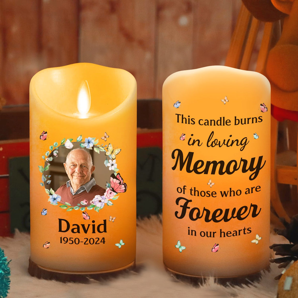 This Candle Burns In Loving Memory - Personalized LED Candle