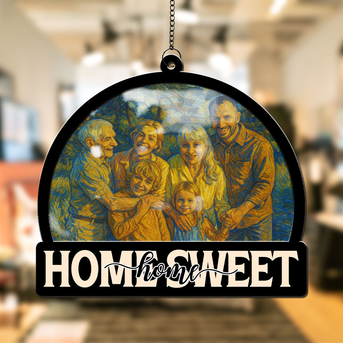 Custom Photo Family Name Hanging Decor, Christmas Birthday Gift • Home Sweet Home - Personalized Suncatcher