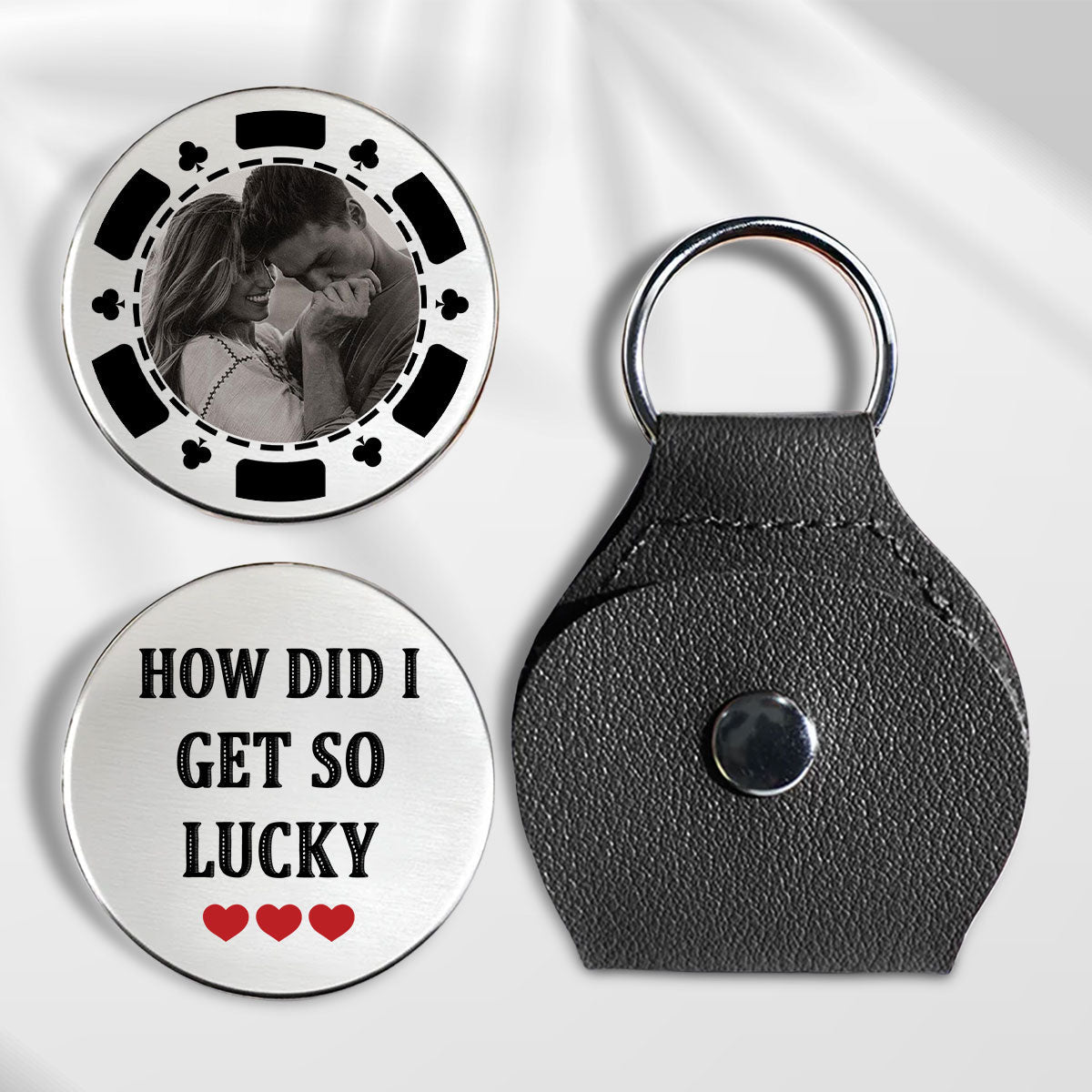 Custom Photo Coin Keychain for Husband, Couple Anniversary Valentine's Day Gifts • All In For Love - Personalized Pocket Hug