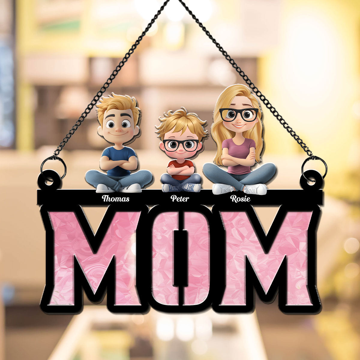 Custom Hanging Decor for Mom Daughter, Mother's Day Gifts • Mother Is Our Sunshine - Personalized Suncatcher