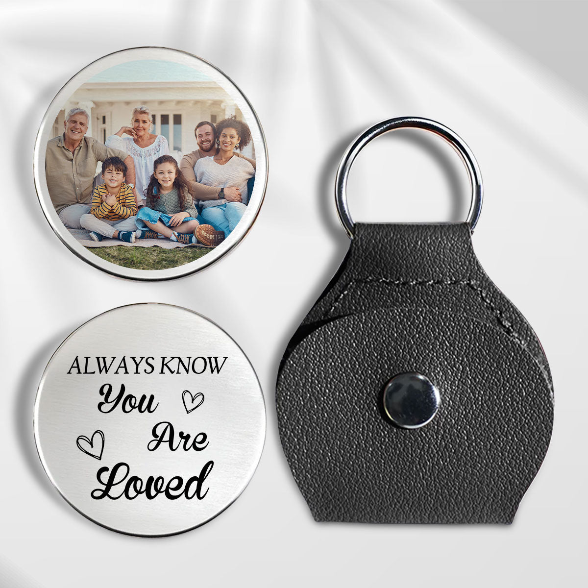 Custom Photo Coin Keychain, Mother's Father's Day Birthday Gift Keepsake • Always Know You Are Loved - Personalized Pocket Hug