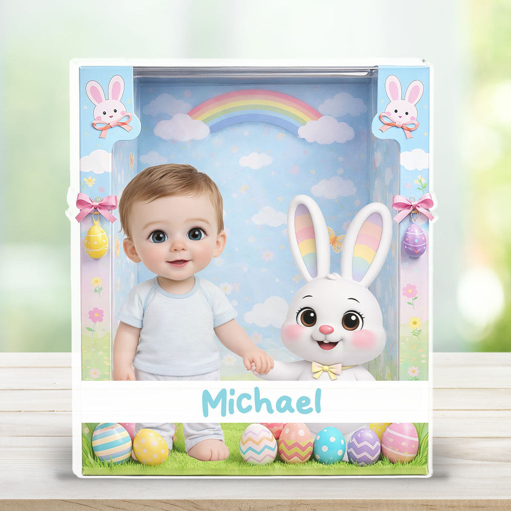 Custom Family Decor, Christmas Birthday Family Keepsake • Cute Easter Bunny Doll - Personalized Acrylic Plaque
