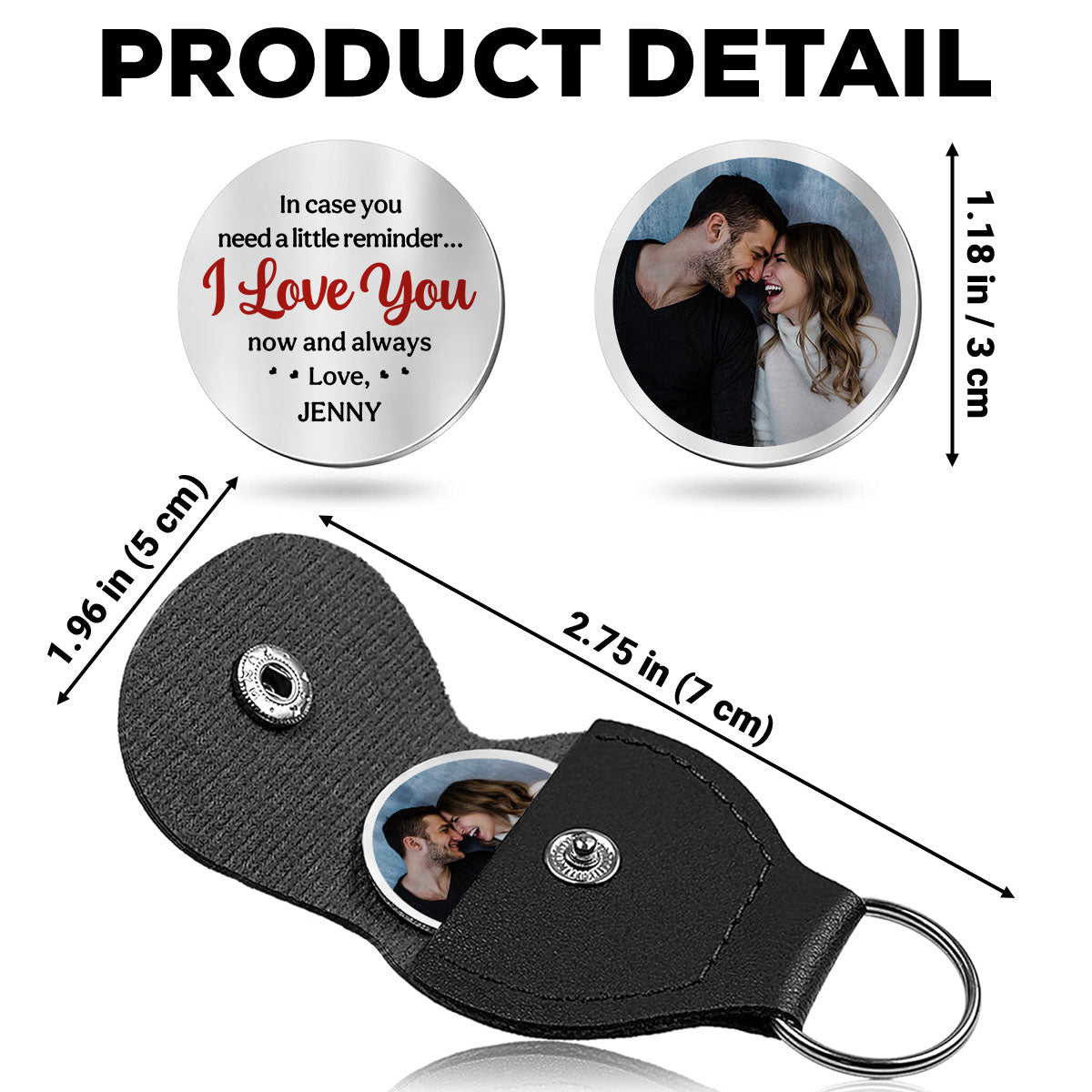 Custom Photo Coin Keychain for Husband, Couple Anniversary Valentine's Day Gifts • In Case You Need A Little Reminder - Personalized Pocket Hug