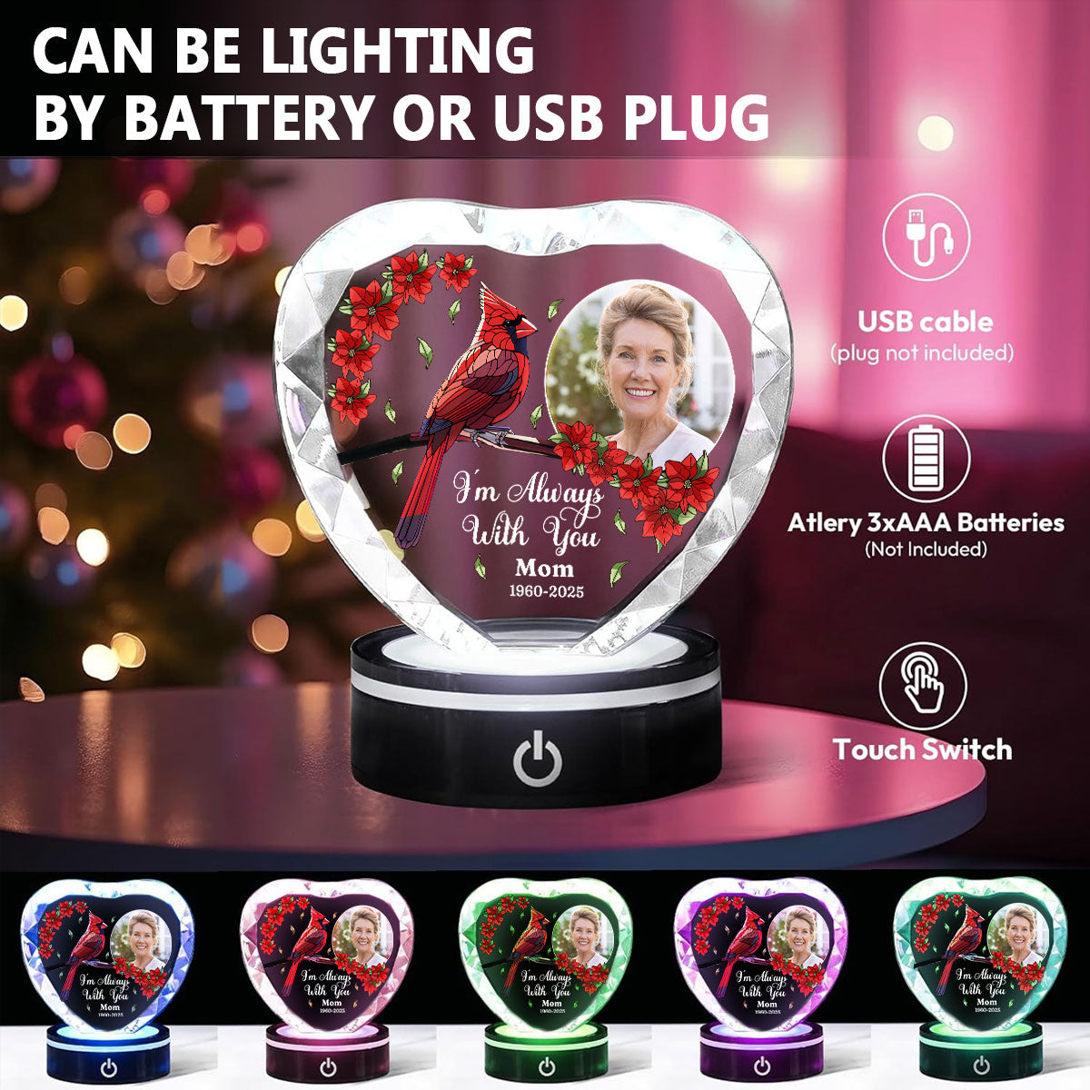 Beside You - Personalized Crystal Led Light
