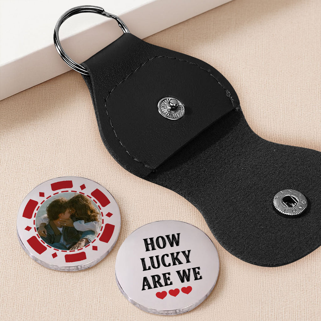 Custom Photo Coin Keychain for Husband, Couple Anniversary Valentine's Day Gifts • All In For Love - Personalized Pocket Hug