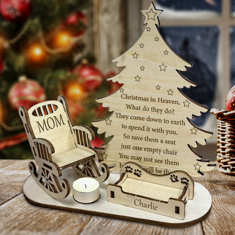 Christmas In Heaven With Pet Bed - Personalized Candle Holder