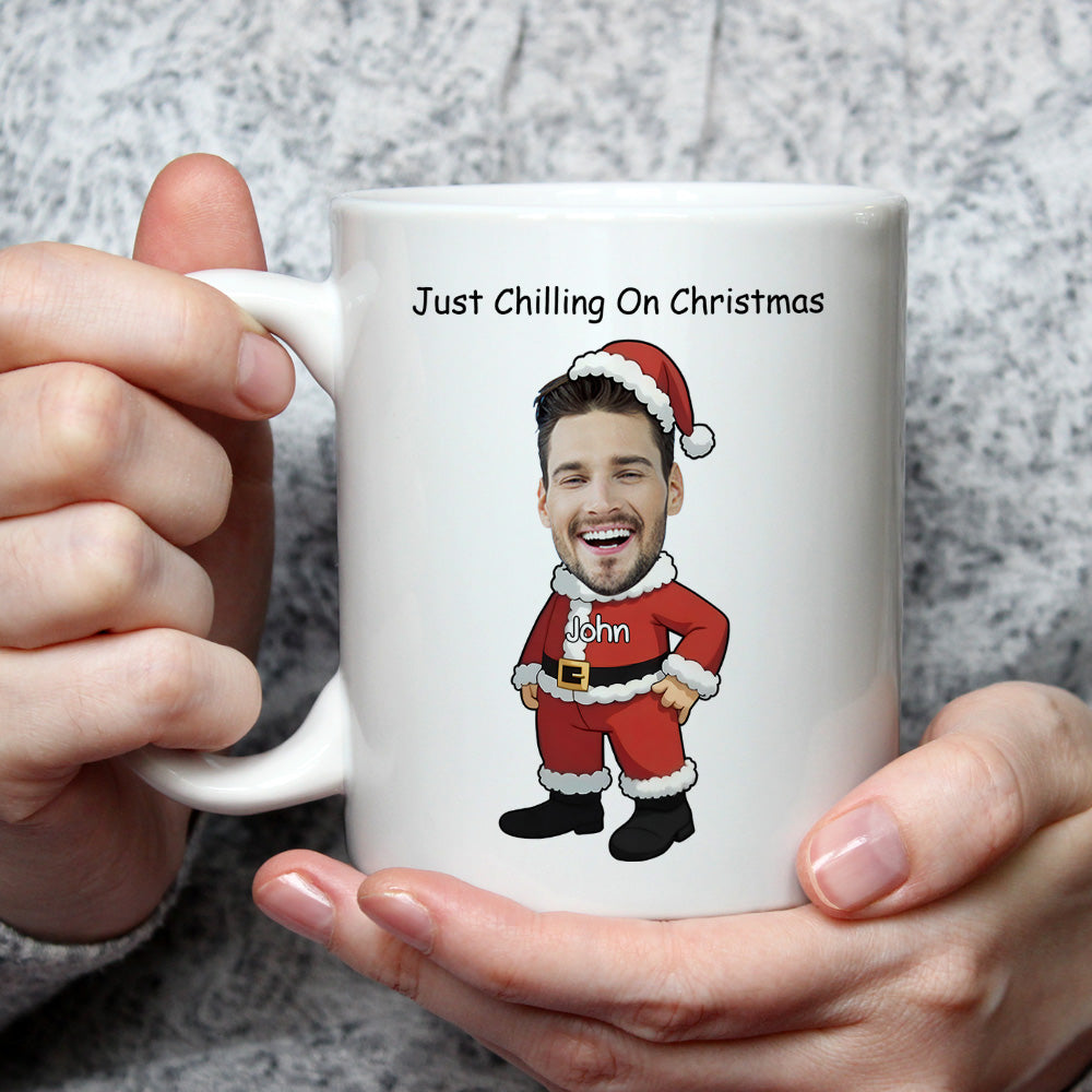 Custom Photo Coworker, Christmas & Birthday Team Appreciation Gift • Just Chilling On Christmas - Personalized Coffee Mug