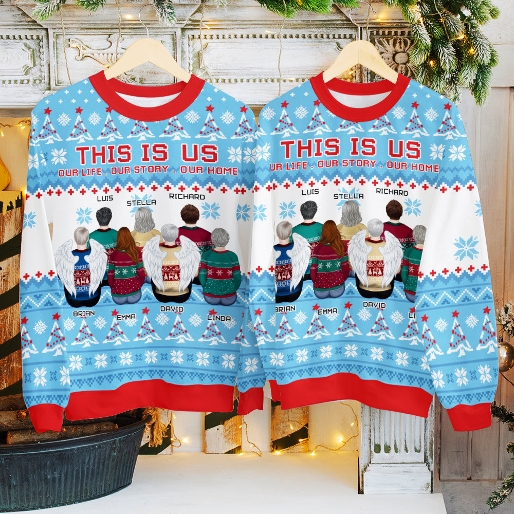 Custom Family Christmas Sweatshirt, Gift for Family Members • Family In Snow - Personalized All-Over-Print Sweatshirt