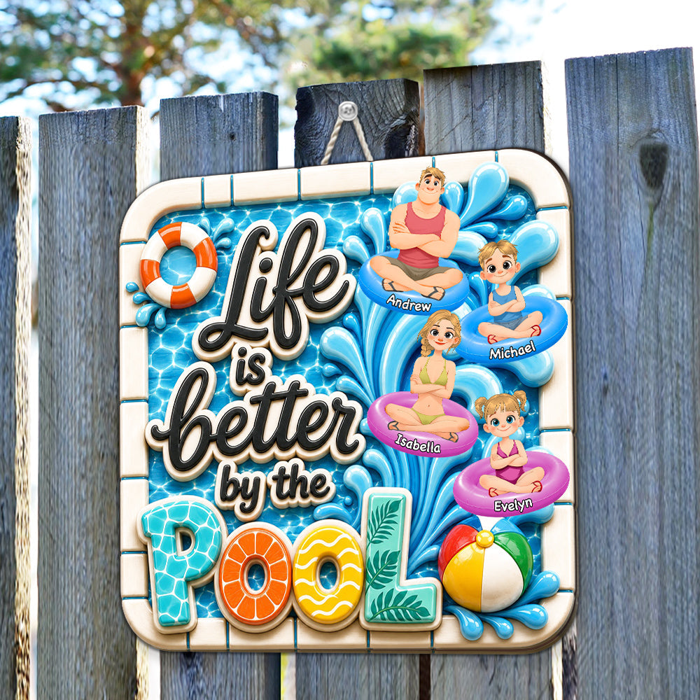 Custom 3D Family Summer Backyard, Patio & Porch Decor • The Best Life Is Here - Personalized 3D Effect Wood Sign