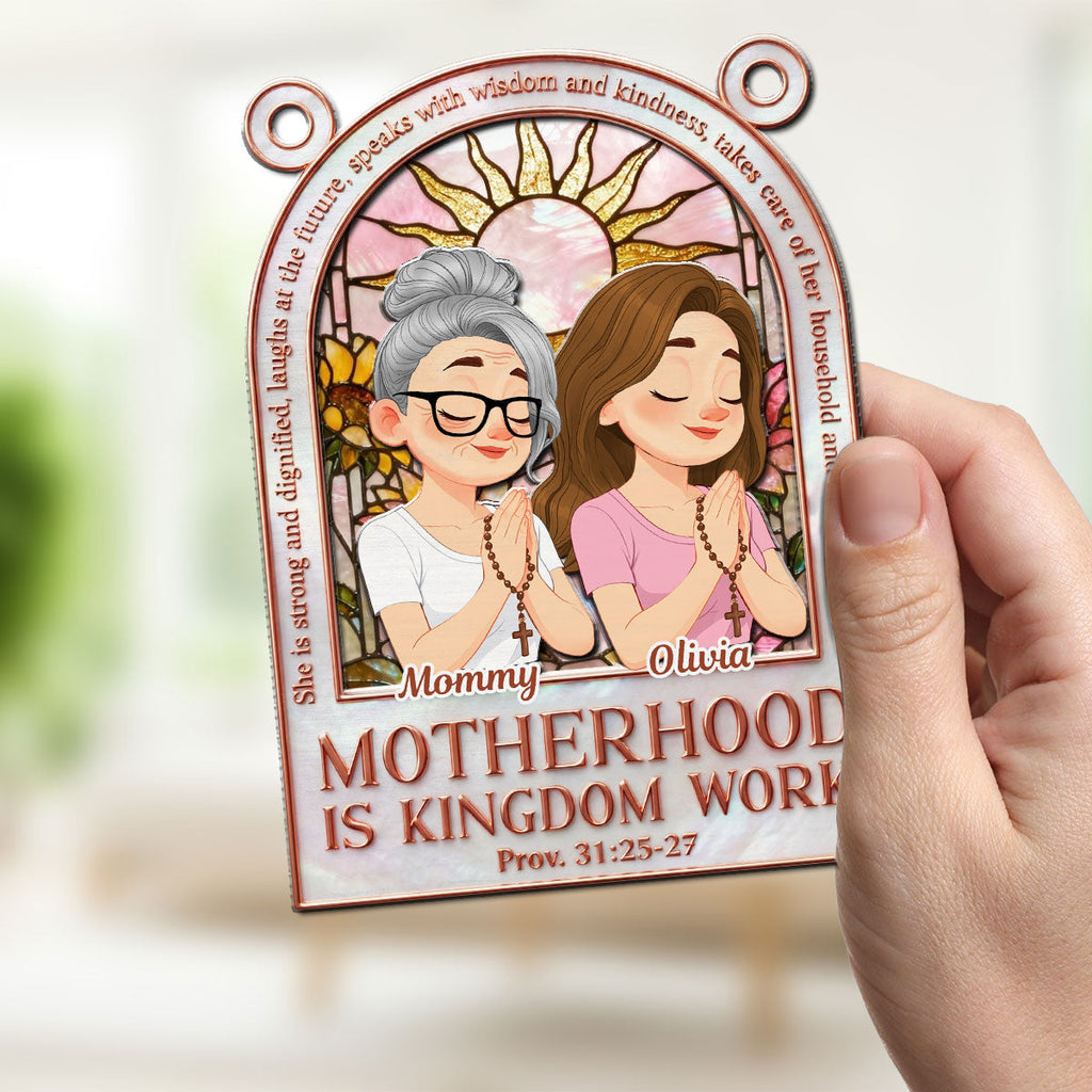 Custom Hanging Decor for Mom Daughter, Mother's Day Gifts • Faith Guides Her Journey - Personalized Suncatcher